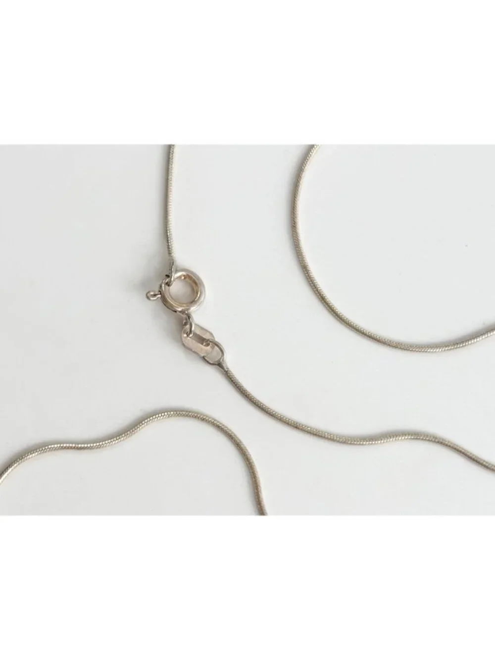 Snake Chain Sterling Silver 925 Minimalist Classic Vintage Necklace - 23